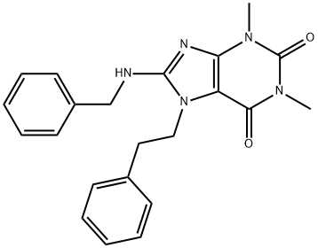 8-(Benzylamino)-1,3-dimethyl-7-(2-phenylethyl)-2,3,6,7-tetrahydro-1H-purine-2,6-dione Struktur