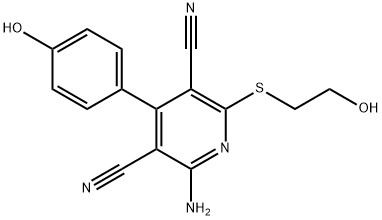 3,5-Pyridinedicarbonitrile, 2-amino-6-[(2-hydroxyethyl)thio]-4-(4-hydroxyphenyl)- Struktur