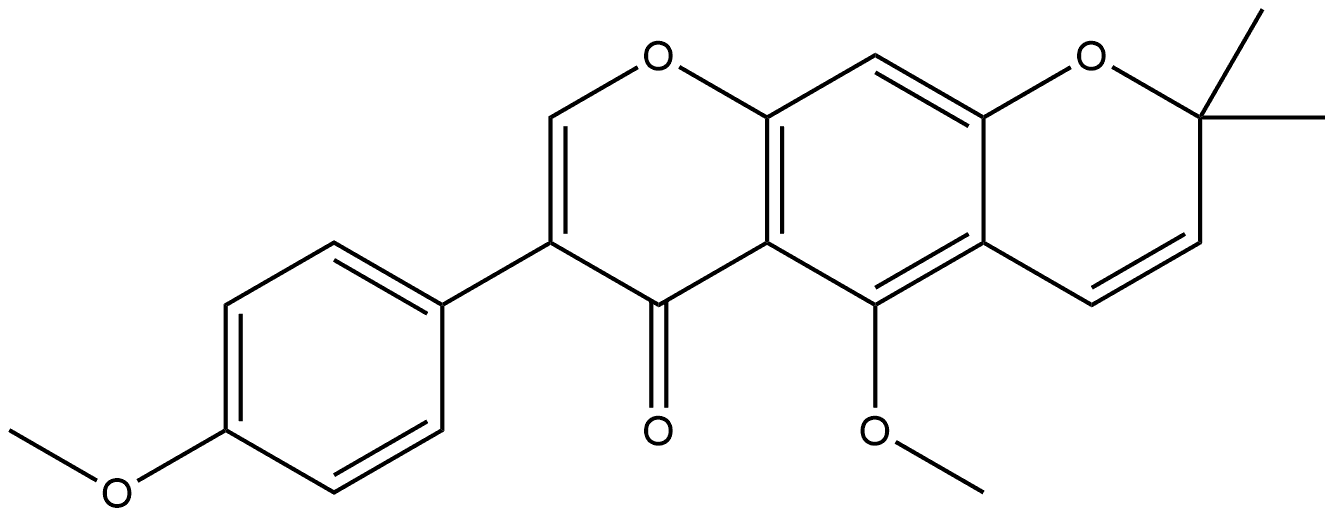 5-Methoxy-7-(4-methoxyphenyl)-2,2-dimethyl-2H,6H-benzo[1,2-b:5,4-b′]dipyran-6-one Struktur