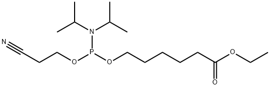 Hexanoic acid, 6-[[[bis(1-methylethyl)amino](2-cyanoethoxy)phosphino]oxy]-, ethyl ester Struktur