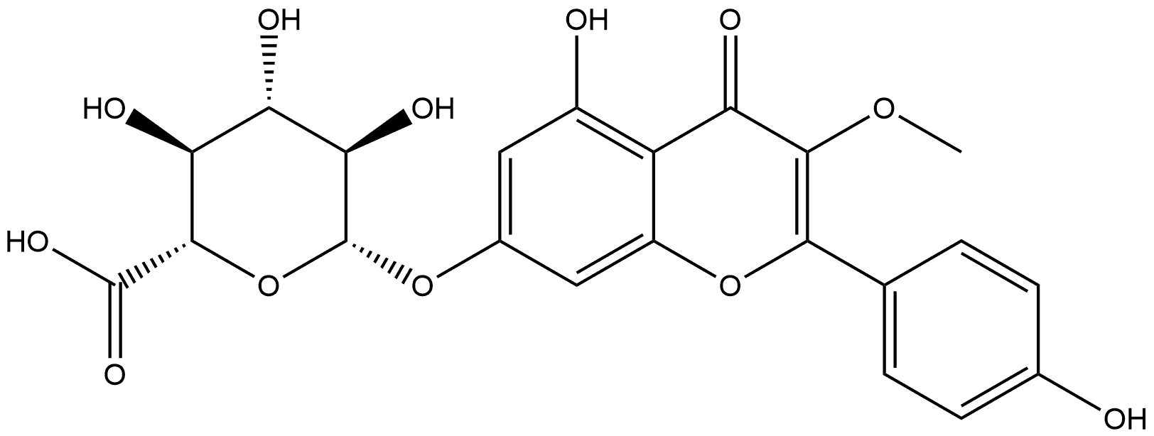 β-D-Glucopyranosiduronic acid, 5-hydroxy-2-(4-hydroxyphenyl)-3-methoxy-4-oxo-4H-1-benzopyran-7-yl Struktur