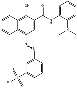 Benzenesulfonic acid, 3-[2-[3-[[[2-(dimethylamino)phenyl]amino]carbonyl]-4-hydroxy-1-naphthalenyl]diazenyl]- Struktur