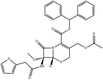 5-Thia-1-azabicyclo[4.2.0]oct-2-ene-2-carboxylic acid, 3-[(acetyloxy)methyl]-7-methoxy-8-oxo-7-[(2-thienylacetyl)amino]-, diphenylmethyl ester, (6R-cis)- (9CI)