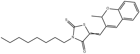 (5Z)-5-[(2-methyl-2H-chromen-3-yl)methylidene]-3-octyl-2-sulfanylidene-1,3-thiazolidin-4-one Struktur