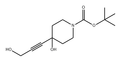 1-Piperidinecarboxylic acid, 4-hydroxy-4-(3-hydroxy-1-propyn-1-yl)-, 1,1-dimethylethyl ester Struktur