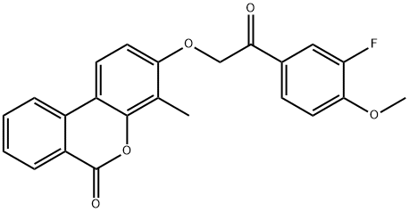 3-[2-(3-Fluoro-4-methoxyphenyl)-2-oxoethoxy]-4-methyl-6H-benzo[c]chromen-6-one Struktur