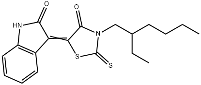 (5Z)-3-(2-ethylhexyl)-5-(2-oxo-1H-indol-3-ylidene)-2-sulfanylidene-1,3-thiazolidin-4-one Struktur