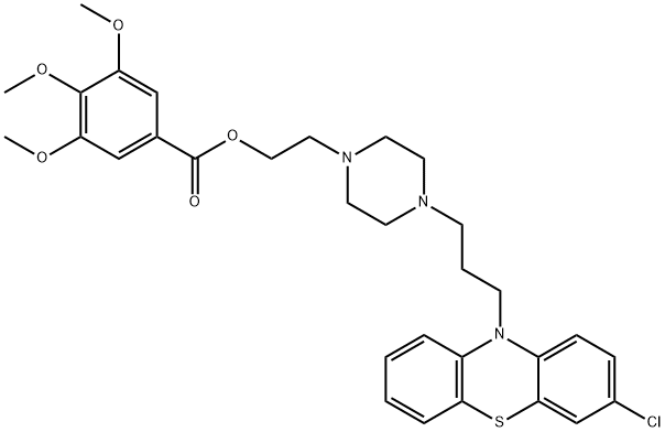 Benzoic acid, 3,4,5-trimethoxy-, 2-[4-[3-(3-chloro-10H-phenothiazin-10-yl)propyl]-1-piperazinyl]ethyl ester Struktur