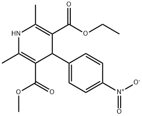 3,5-Pyridinedicarboxylic acid, 1,4-dihydro-2,6-dimethyl-4-(4-nitrophenyl)-, 3-ethyl 5-methyl ester Struktur