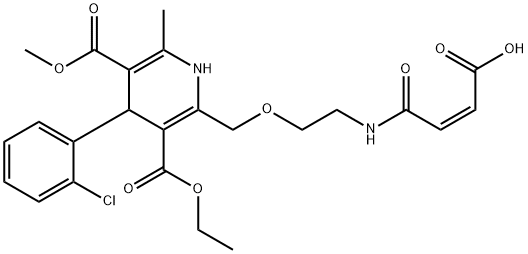 3,5-Pyridinedicarboxylic acid, 2-[[2-[[(2Z)-3-carboxy-1-oxo-2-propen-1-yl]amino]ethoxy]methyl]-4-(2-chlorophenyl)-1,4-dihydro-6-methyl-, 3-ethyl 5-methyl ester Struktur