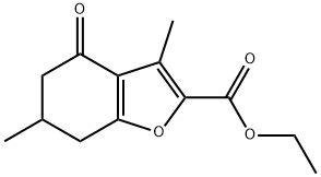 2-Benzofurancarboxylic acid, 4,5,6,7-tetrahydro-3,6-dimethyl-4-oxo-, ethyl ester Struktur