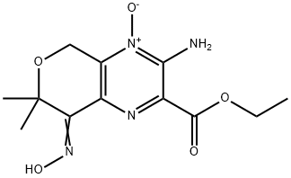 5H-Pyrano[3,4-b]pyrazine-2-carboxylicacid,3-amino-7,8-dihydro-8-(hydroxyimino)-7,7-dimethyl-,ethylester,4-oxide(9CI) Struktur