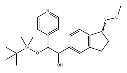 1H-Inden-1-one, 5-[2-[[(1,1-dimethylethyl)dimethylsilyl]oxy]-1-hydroxy-2-(4-pyridinyl)ethyl]-2,3-dihydro-, O-methyloxime Struktur