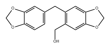 1,3-Benzodioxole-5-methanol, 6-(1,3-benzodioxol-5-ylmethyl)- Struktur