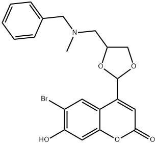 2H-1-Benzopyran-2-one, 6-bromo-7-hydroxy-4-[4-[[methyl(phenylmethyl)amino]methyl]-1,3-dioxolan-2-yl]-