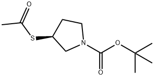 1-Pyrrolidinecarboxylic acid, 3-(acetylthio)-, 1,1-dimethylethyl ester, (3S)- Struktur