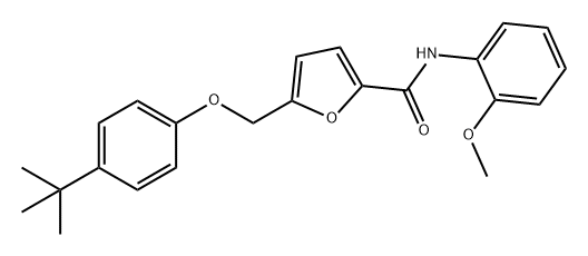 2-Furancarboxamide, 5-[[4-(1,1-dimethylethyl)phenoxy]methyl]-N-(2-methoxyphenyl)- Struktur