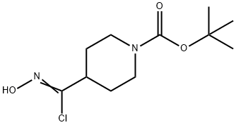 1-Piperidinecarboxylic acid, 4-[chloro(hydroxyimino)methyl]-, 1,1-dimethylethyl ester Struktur