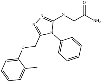 Acetamide, 2-[[5-[(2-methylphenoxy)methyl]-4-phenyl-4H-1,2,4-triazol-3-yl]thio]- Struktur