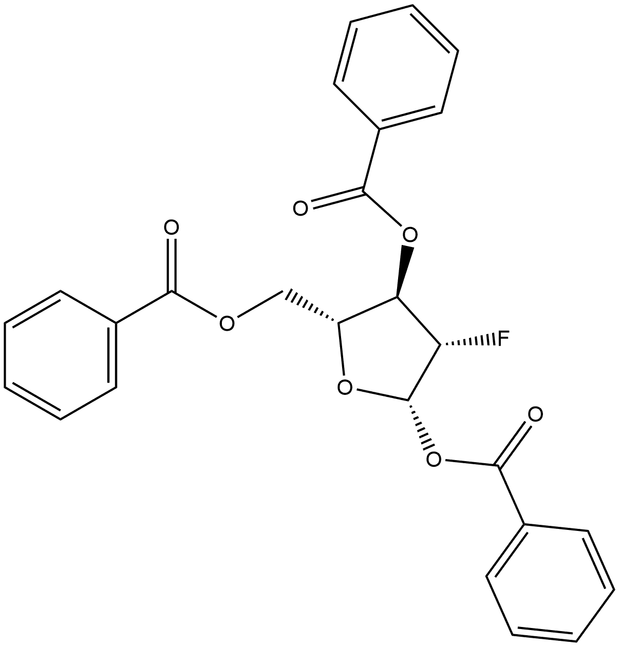 β-D-Arabinofuranose, 2-deoxy-2-fluoro-, 1,3,5-tribenzoate Struktur