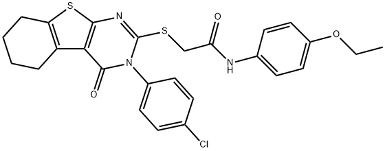 2-[[3-(4-chlorophenyl)-4-oxo-5,6,7,8-tetrahydro-[1]benzothiolo[2,3-d]pyrimidin-2-yl]sulfanyl]-N-(4-ethoxyphenyl)acetamide Struktur