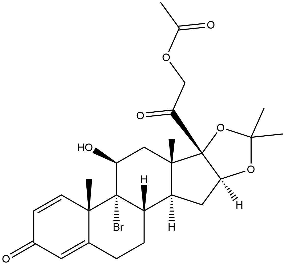 Pregna-1,4-diene-3,20-dione, 21-(acetyloxy)-9-bromo-11-hydroxy-16,17-[(1-methylethylidene)bis(oxy)]-, (11β,16α)- (9CI) Struktur