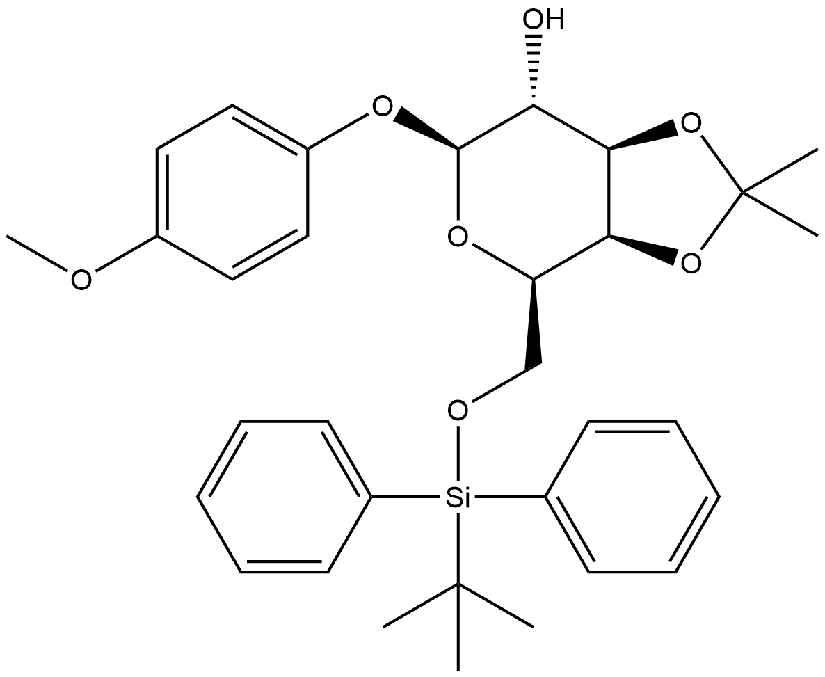 4-Methoxyphenyl 6-O-tert-butyldiphenylsilyl-3,4-O-isopropylidene-beta-D-galactopyranoside, Min. 98% Structure