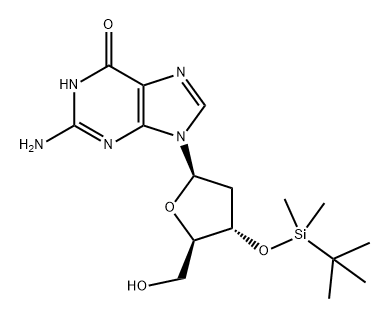 Guanosine, 2'-deoxy-3'-O-[(1,1-dimethylethyl)dimethylsilyl]- Struktur