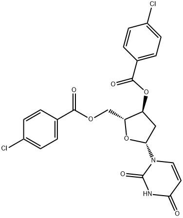 Uridine, 2'-deoxy-, 3',5'-bis(4-chlorobenzoate) Struktur