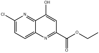 1,5-Naphthyridine-2-carboxylic acid, 6-chloro-4-hydroxy-, ethyl ester Struktur