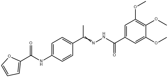 N-[4-[(E)-C-methyl-N-[(3,4,5-trimethoxybenzoyl)amino]carbonimidoyl]phenyl]furan-2-carboxamide Struktur