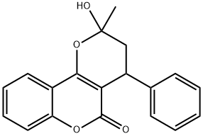 2H,5H-Pyrano[3,2-c][1]benzopyran-5-one, 3,4-dihydro-2-hydroxy-2-methyl-4-phenyl- Struktur