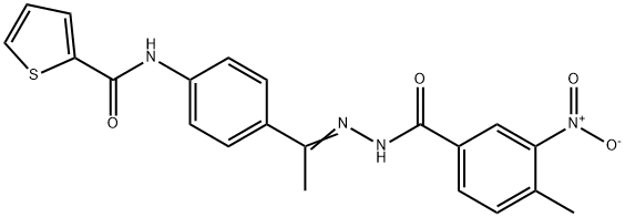 N-[4-[(E)-C-methyl-N-[(4-methyl-3-nitrobenzoyl)amino]carbonimidoyl]phenyl]thiophene-2-carboxamide Struktur