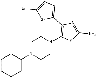 2-Thiazolamine, 4-(5-bromo-2-thienyl)-5-(4-cyclohexyl-1-piperazinyl)- Struktur