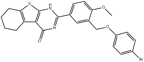 2-[3-[(4-bromophenoxy)methyl]-4-methoxyphenyl]-5,6,7,8-tetrahydro-3H-[1]benzothiolo[2,3-d]pyrimidin-4-one Struktur