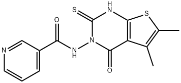 N-(5,6-dimethyl-4-oxo-2-sulfanylidene-1H-thieno[2,3-d]pyrimidin-3-yl)pyridine-3-carboxamide Struktur