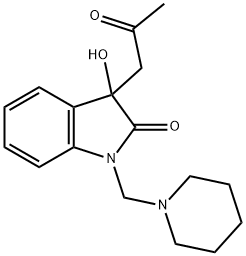 3-Hydroxy-3-(2-oxopropyl)-1-(1-piperidinylmethyl)-1,3-dihydro-2H-indol-2-one Struktur