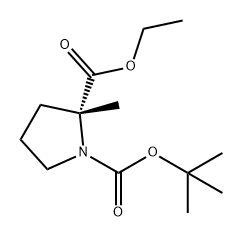 1,2-Pyrrolidinedicarboxylic acid, 2-methyl-, 1-(1,1-dimethylethyl) 2-ethyl ester, (2R)- Struktur