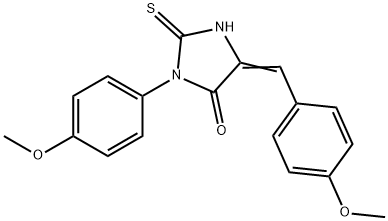 (5E)-3-(4-methoxyphenyl)-5-[(4-methoxyphenyl)methylidene]-2-sulfanylideneimidazolidin-4-one Struktur