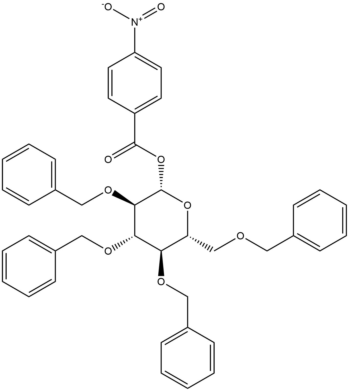 β-D-Glucopyranose, 2,3,4,6-tetrakis-O-(phenylmethyl)-, 1-(4-nitrobenzoate) Struktur