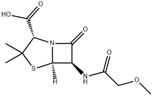 4-Thia-1-azabicyclo[3.2.0]heptane-2-carboxylic acid, 6-[(2-methoxyacetyl)amino]-3,3-dimethyl-7-oxo-, (2S,5R,6R)- Struktur