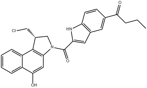 1-Butanone, 1-[2-[[(1S)-1-(chloromethyl)-1,2-dihydro-5-hydroxy-3H-benz[e]indol-3-yl]carbonyl]-1H-indol-5-yl]- Struktur