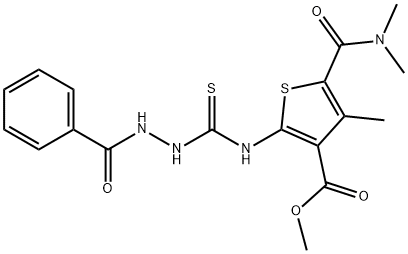 methyl 2-(2-benzoylhydrazinecarbothioamido)-5-(dimethylcarbamoyl)-4-methylthiophene-3-carboxylate Struktur