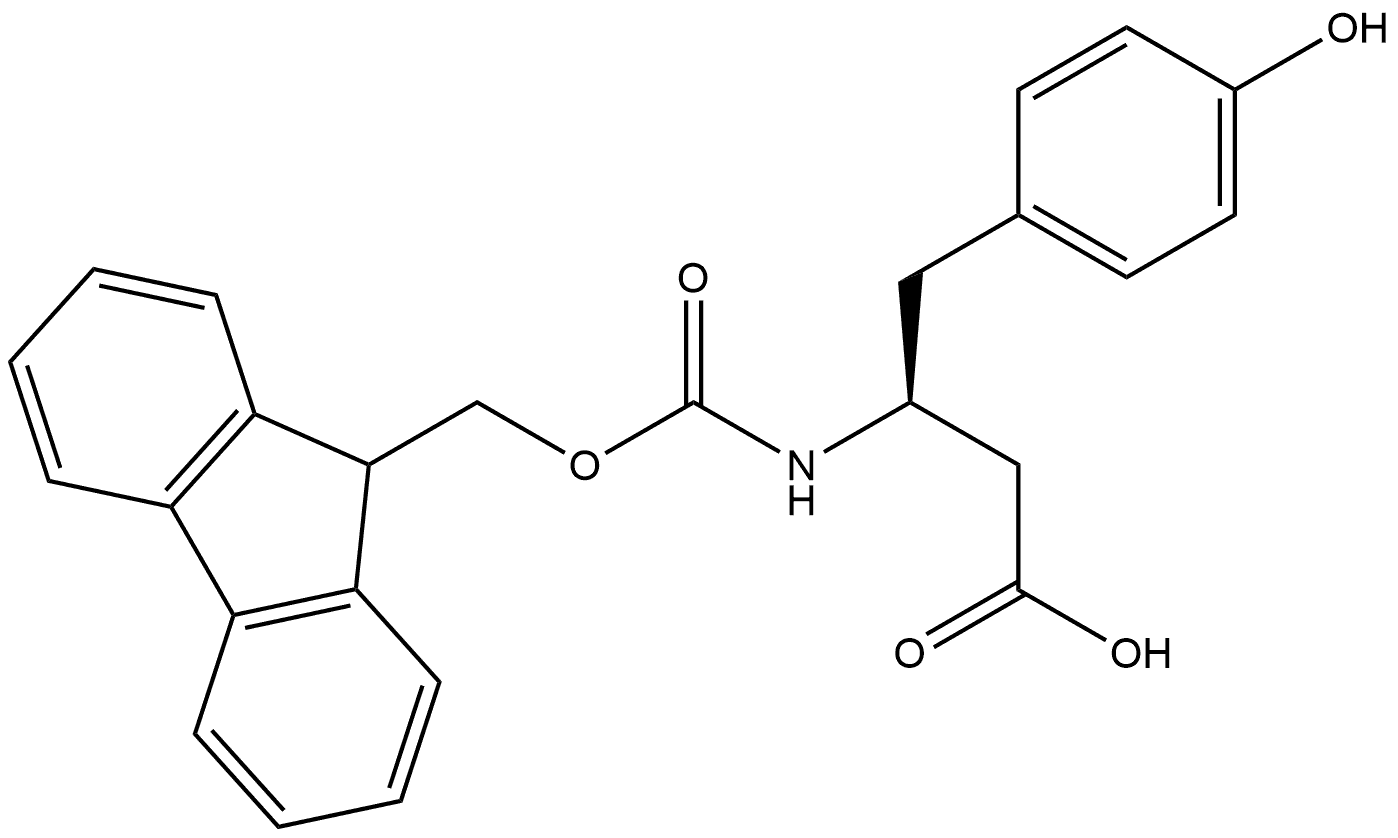 Benzenebutanoic acid, β-[[(9H-fluoren-9-ylmethoxy)carbonyl]amino]-4-hydroxy-, (βS)- Struktur