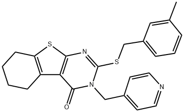 2-[(3-methylphenyl)methylsulfanyl]-3-(pyridin-4-ylmethyl)-5,6,7,8-tetrahydro-[1]benzothiolo[2,3-d]pyrimidin-4-one Struktur