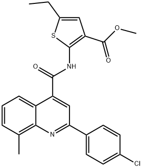 methyl 2-(2-(4-chlorophenyl)-8-methylquinoline-4-carboxamido)-5-ethylthiophene-3-carboxylate Struktur