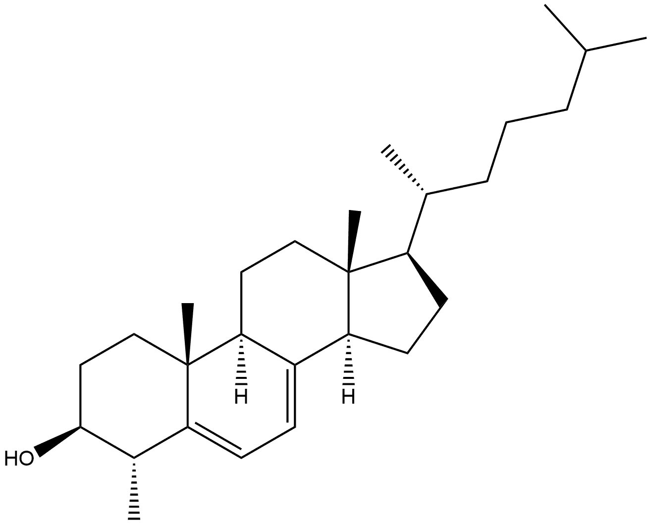 Cholesta-5,7-dien-3-ol, 4-methyl-, (3β,4α)- (9CI) Struktur