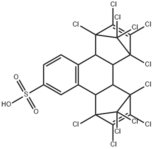 1,4,5,6,7,16,17,18,19,19,20,20-dodecachlorohexacyclo[14.2.1.1^{4,7}.0^{2,15}.0^{3,8}.0^{9,14}]icosa-5,9(14),10,12,17-pentaene-11-sulfonic acid Struktur