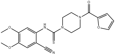 N-(2-Cyano-4,5-dimethoxyphenyl)-4-(furan-2-carbonyl)piperazine-1-carbothioamide Struktur