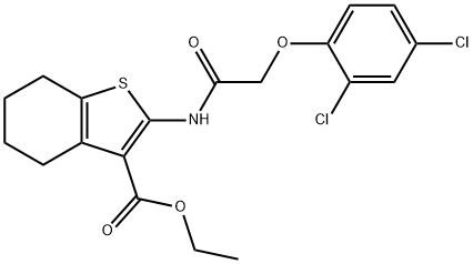 Benzo[b]thiophene-3-carboxylic acid, 2-[[2-(2,4-dichlorophenoxy)acetyl]amino]-4,5,6,7-tetrahydro-, ethyl ester Struktur